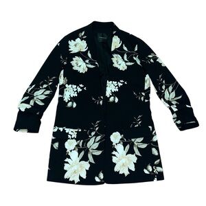 Dynamite Black Floral 3/4 Sleeves Long Blazer Jacket Women’s Size XS Lightweight